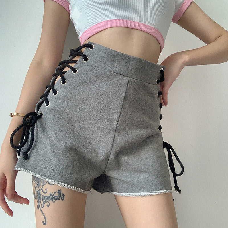 Buy High-waisted Lace-up Shorts online at Fashionner.