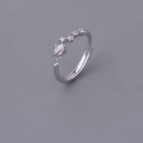 Buy 1 Piece 999 Sterling Silver Saturn & Star Cz Ring, Delicate Celestial Style, For Daily Wear & Valentine'S Gifts online at Fashionner.