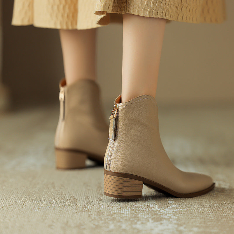 Simple Solid Color And Nude Ankle Boots For Women - Fashionner