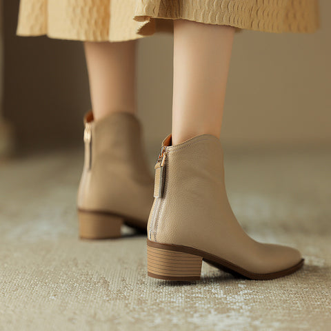 Simple Solid Color And Nude Ankle Boots For Women - Fashionner