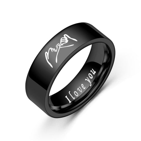 Bague de couple simple en acier de titane de niche pour couples