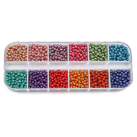 Perles de verre faites à la main avec paillettes de la même couleur