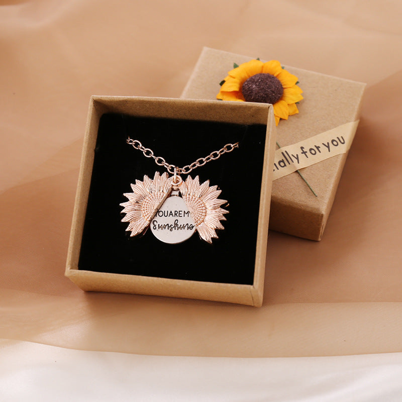 You Are My Sunshine Sunflower Necklace Women Men - Fashionner