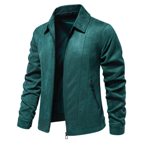 Veste à revers zippée mode, automne hiver, manteau en daim uni, vêtements d'extérieur pour hommes