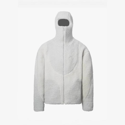 Veste à Capuche Zippée en Laine d'Agneau pour Homme, Sweat-shirt Décontracté avec Motif Lignes Patchwork