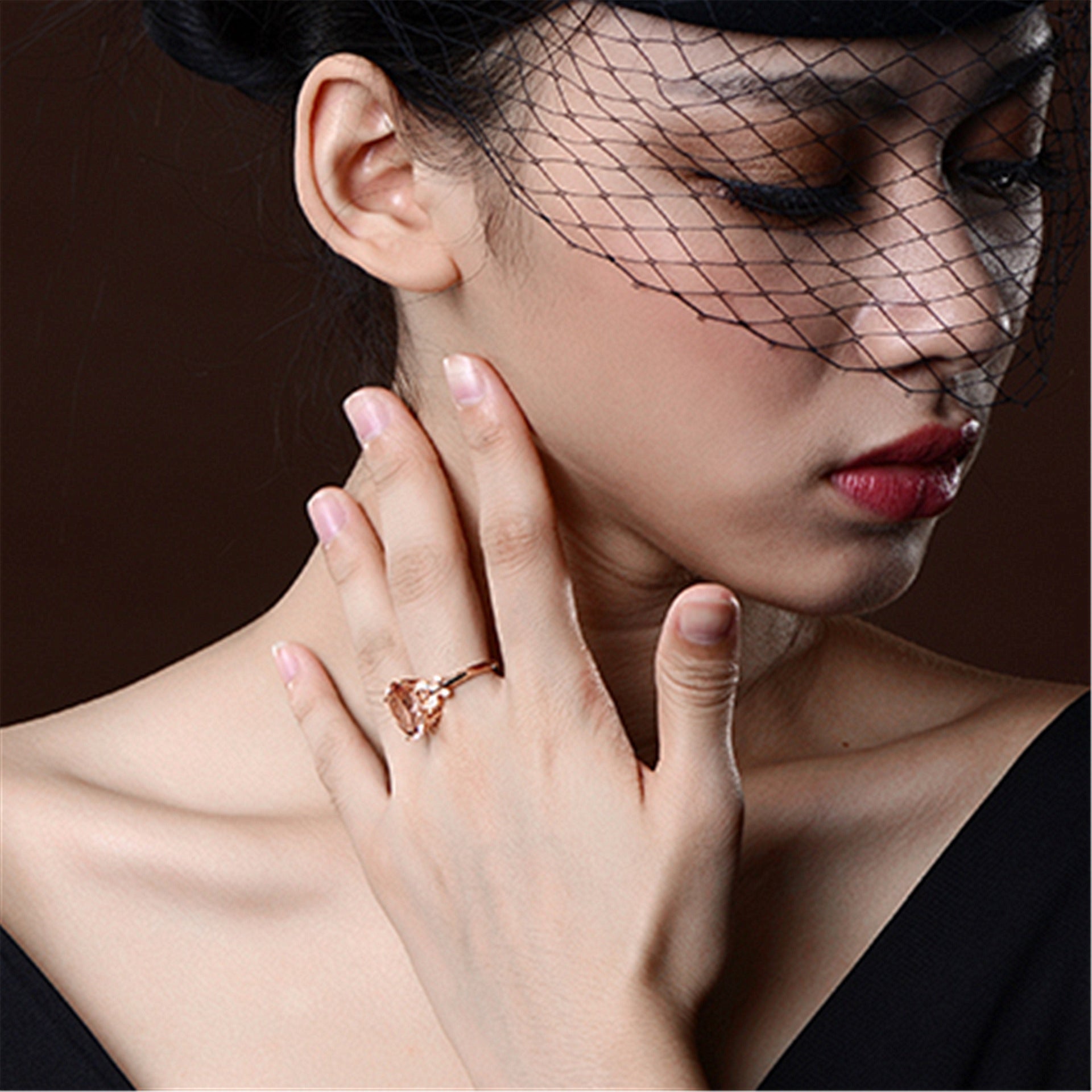 Buy 5-Carat Natural Morganite Ring 18K Rose-Gold Plated online at Fashionner.