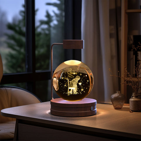 Veilleuse d'intérieur dinosaure cosmique boule de cristal, alimentée par USB, lumière chaude de chevet, cadeau d'anniversaire