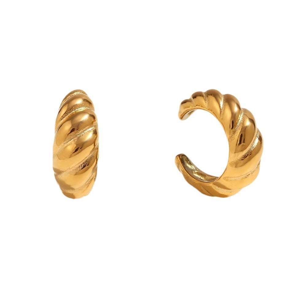 Croissant Mini Ear Clip Gold-plated Personality Stylish Retro Minimalism Ins Style Ear Rings