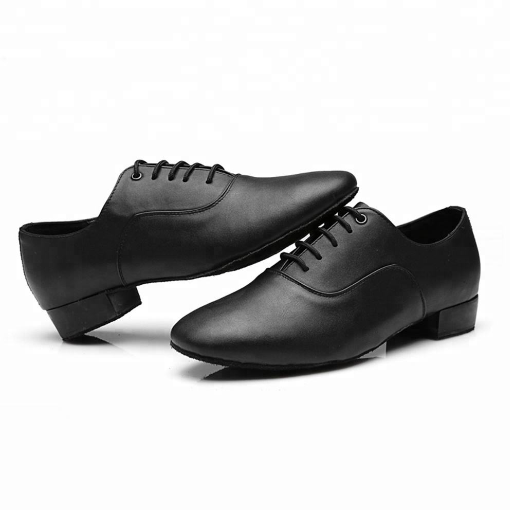 imitation leather  Men Black Glitter Modern Soft Sole Latin Dance Shoes Low Heel Cheap - Fashionner