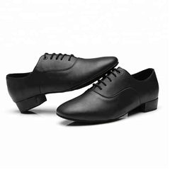 imitation leather  Men Black Glitter Modern Soft Sole Latin Dance Shoes Low Heel Cheap - Fashionner