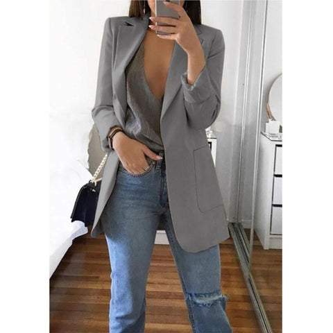 Blazer cardigan fin à revers élégant