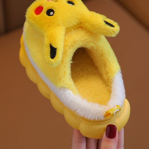 Winter children's cotton slippers, cute cartoon home for girls, warm and non slip indoor and outdoor baby cotton shoes, parent-child shoes, winter - Fashionner