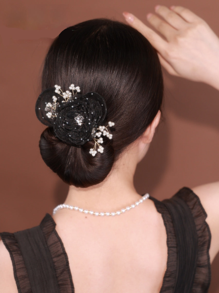Buy Starry Sky Flower Style Updo Topknot Hair Clip Black Exquisite Headdress online at Fashionner.