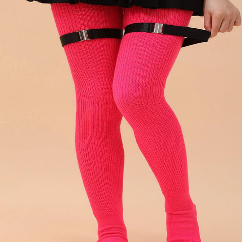 Knee Length Anti Slip Long Tube With Thick Wool Knitted Garter Buckle - Fashionner