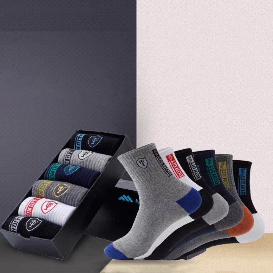 Sports Socks Men's Mid-calf Length Sock Deodorant And Sweat-absorbing Long Mid-calf - Fashionner