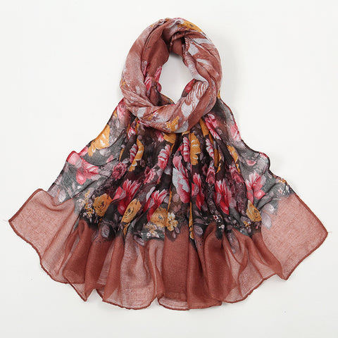 Buy Flower Print Voile Breathable Scarf Women online at Fashionner.