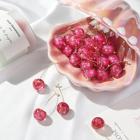 Nouvelles boucles d'oreilles tendance avec cerises séchées françaises, longues, douces et à la mode
