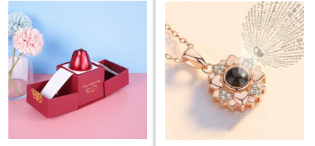 Hot Valentine's Day Gifts Metal Rose Jewelry Gift Box Necklace For Wedding Girlfriend Necklace Gifts - Fashionner