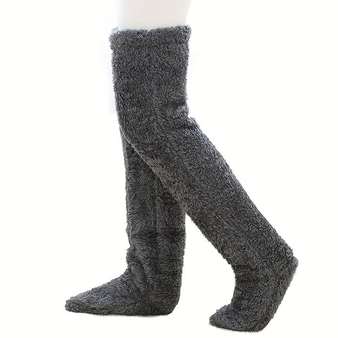 Buy Over Knee High Fuzzy Long Socks Winter Warm Cold Leg Knee Joint Cold-Proof Stockings Home Floor Sleeping Socks online at Fashionner.