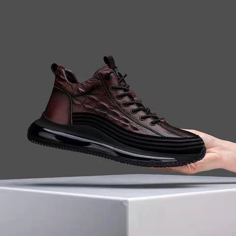 New Size 48 High Top Pu Embossed Casual Sports Elastic Band Fashion Mens Shoe - Fashionner