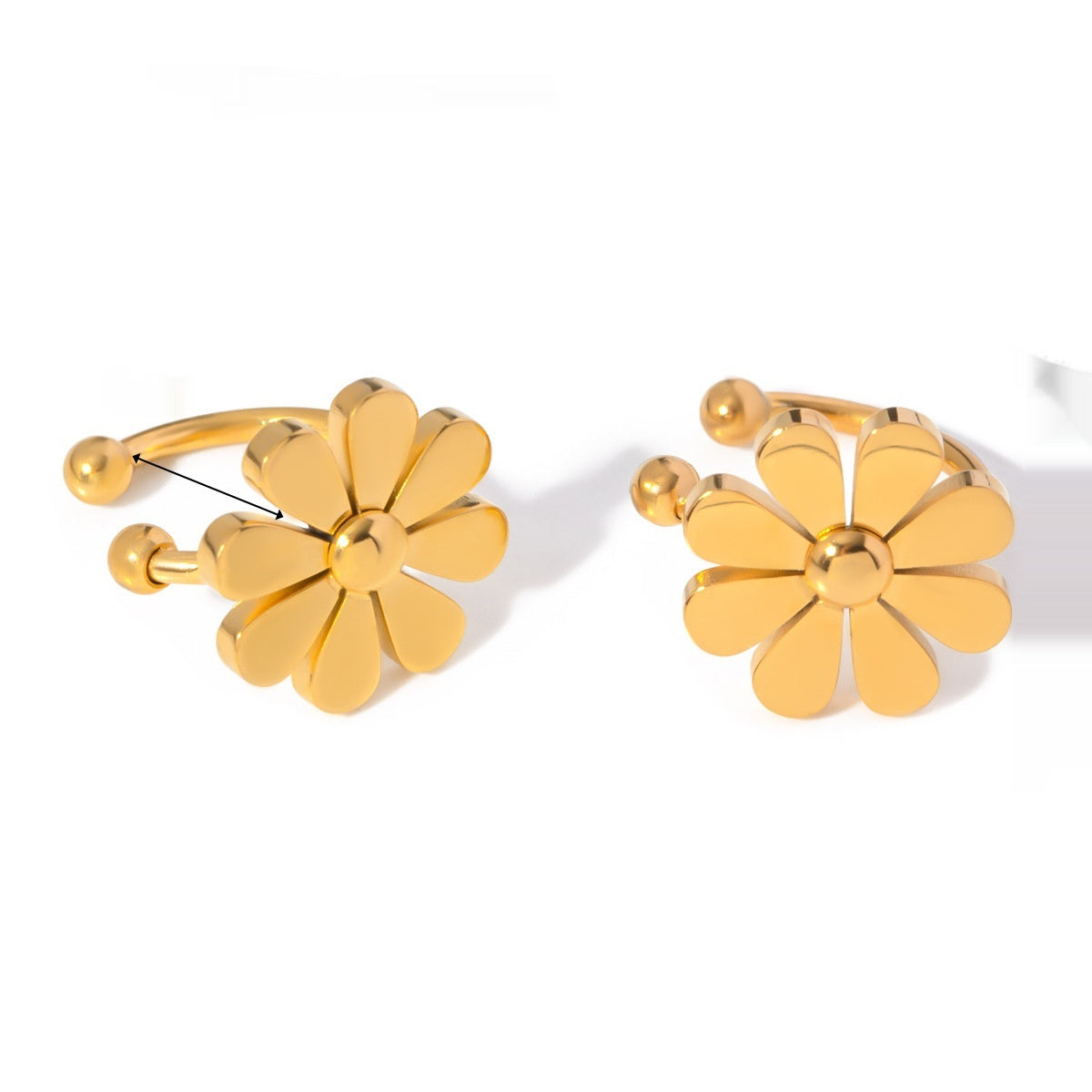 Buy Ins-Style Summer 18K Gold Stainless Steel Eight-Petal Earrings online at Fashionner.