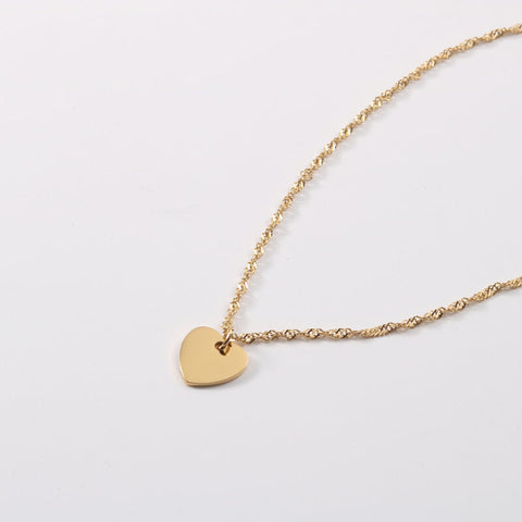 Simple Love Pendant Necklace Glossy Peach Heart
