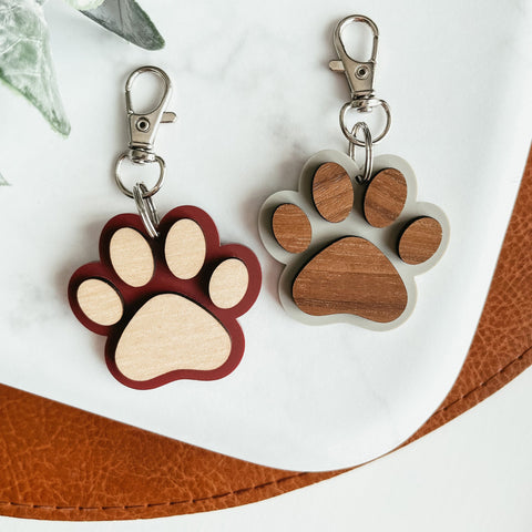 Pendentif Porte-clés Patte en Bois Créatif
