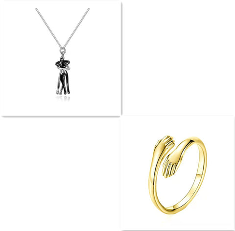 Love Hug Necklace Unisex Men Women Couple Jewelry Simple Temperament Clavicle Chain Valentines Day Lover Gift - Fashionner
