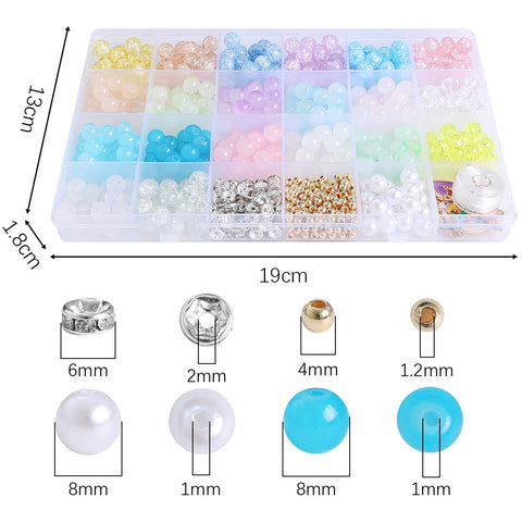 Perles rondes doubles en cristal de verre, kit de matériaux pour bracelet DIY fait à la main, boîte d'accessoires, matériaux pour enfiler les perles