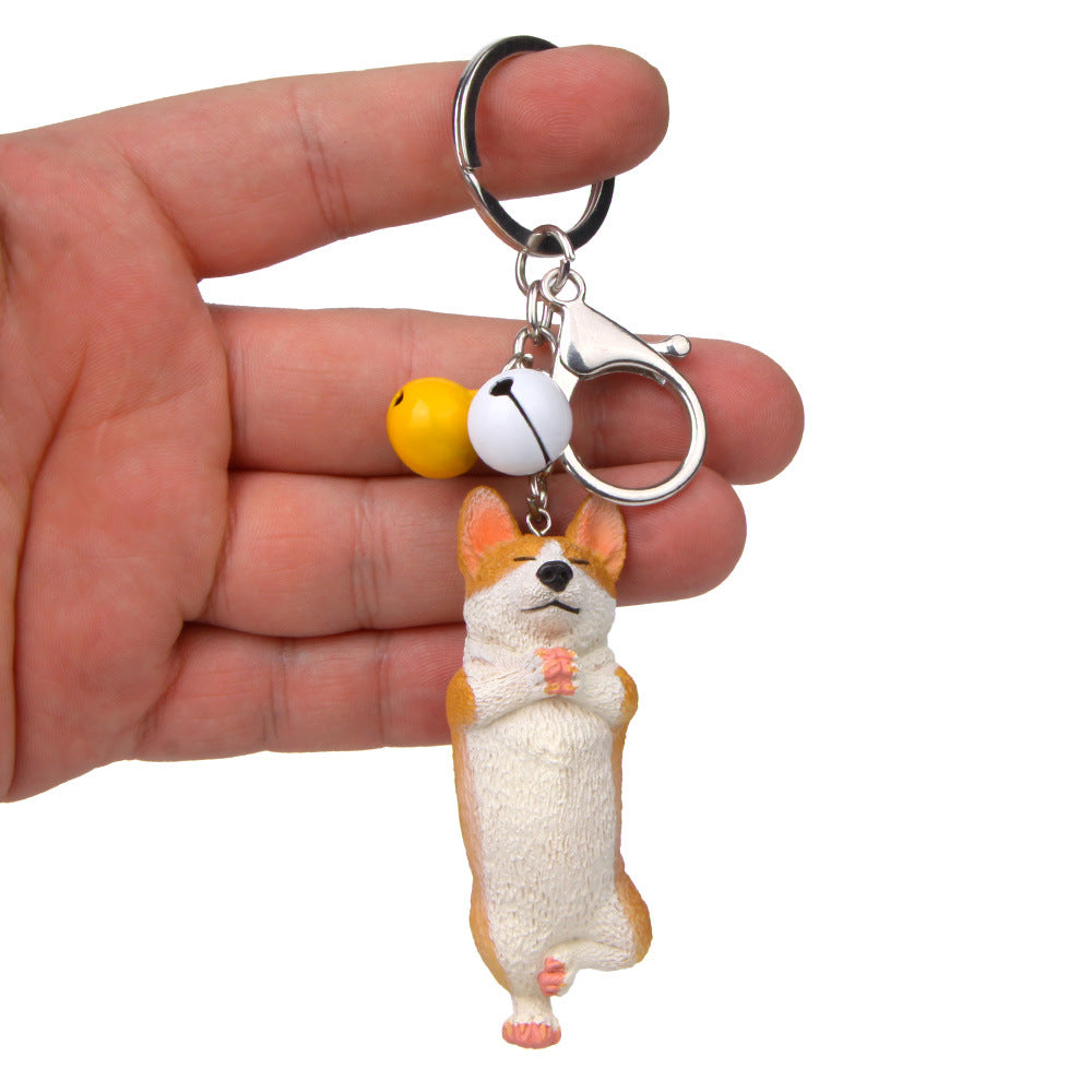 Yoga Dog Independent Corgi Bell Climbing Keychain