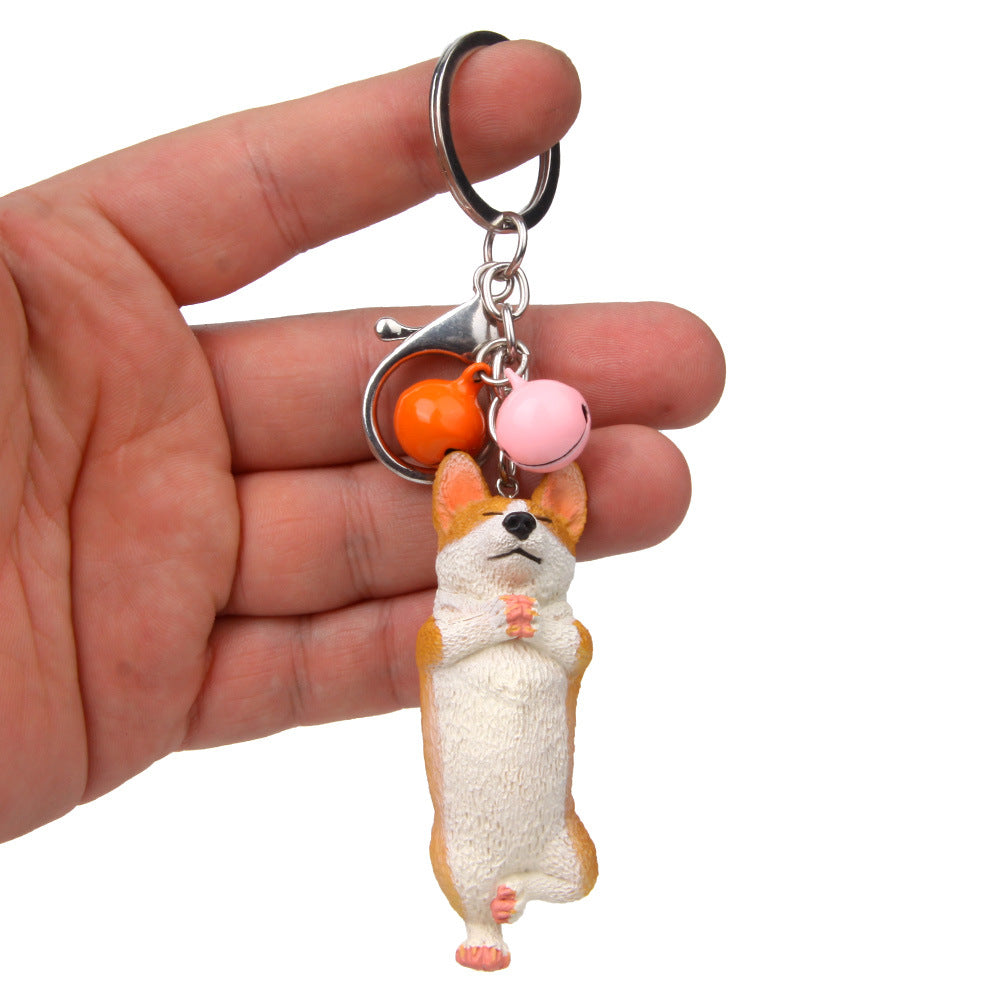 Yoga Dog Independent Corgi Bell Climbing Keychain
