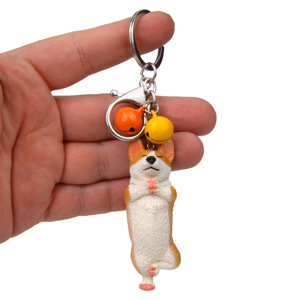 Yoga Dog Independent Corgi Bell Climbing Keychain