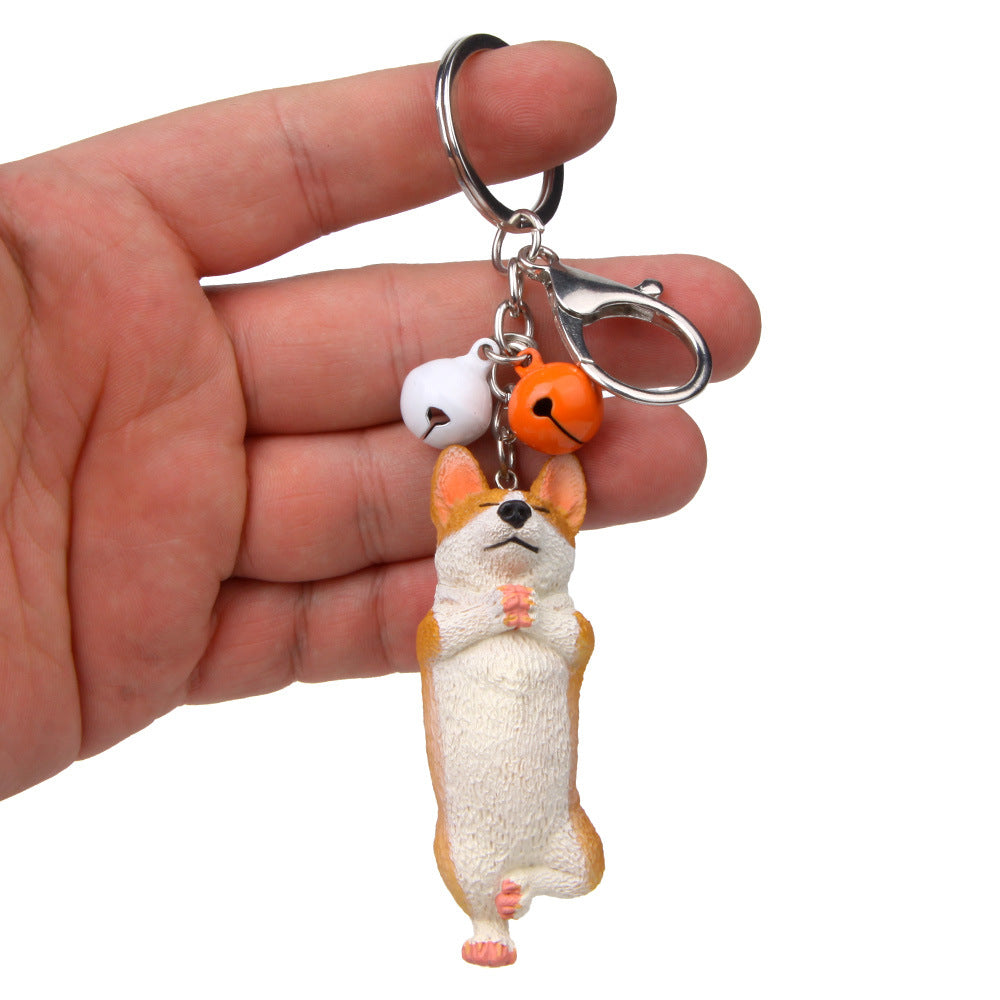 Yoga Dog Independent Corgi Bell Climbing Keychain