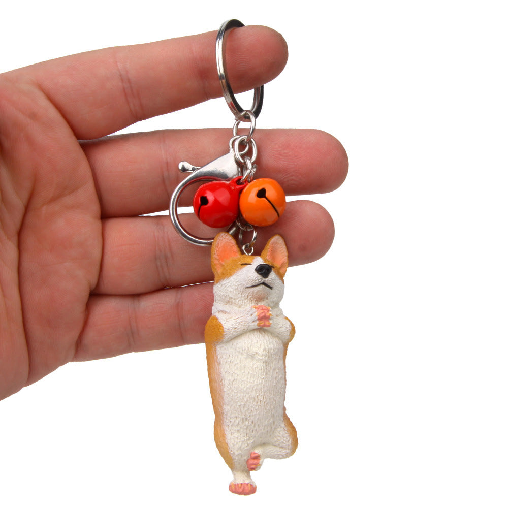 Yoga Dog Independent Corgi Bell Climbing Keychain