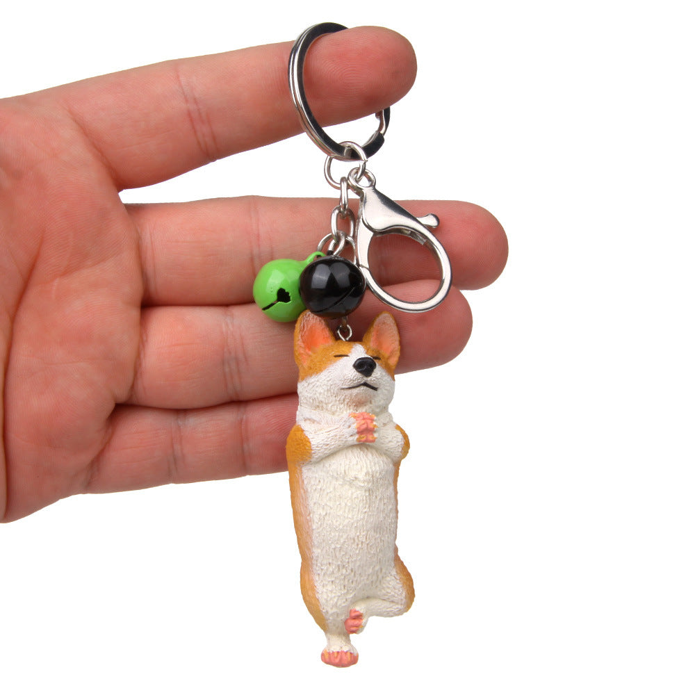 Yoga Dog Independent Corgi Bell Climbing Keychain