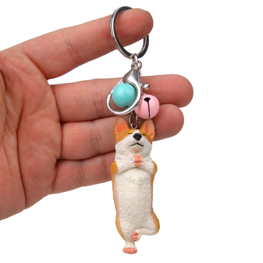Yoga Dog Independent Corgi Bell Climbing Keychain