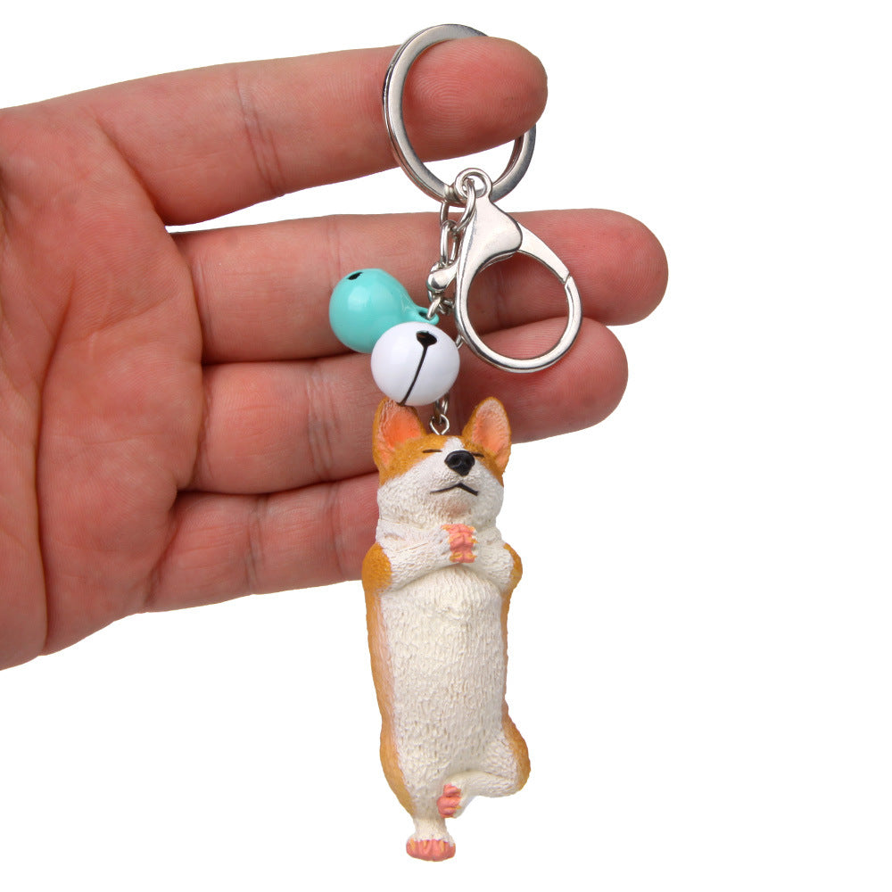 Yoga Dog Independent Corgi Bell Climbing Keychain