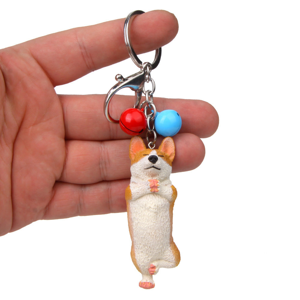 Yoga Dog Independent Corgi Bell Climbing Keychain