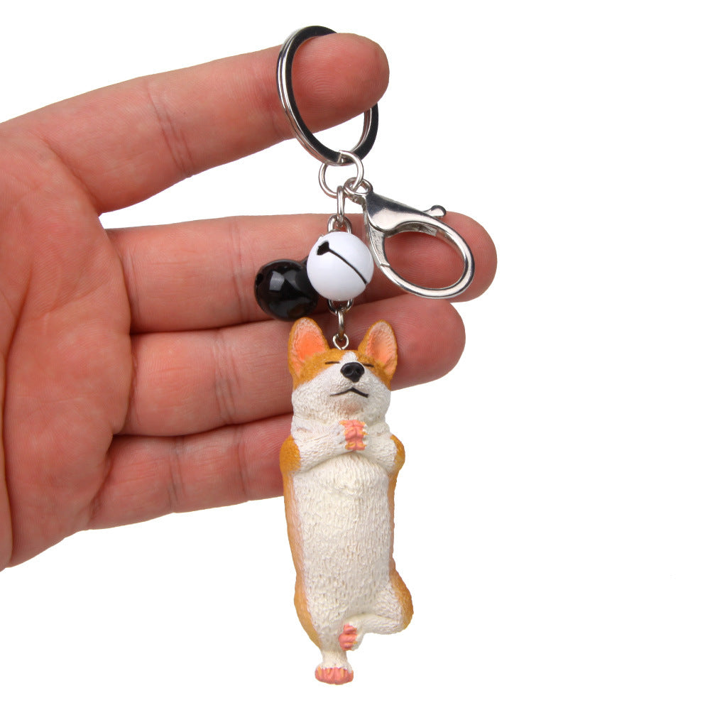 Yoga Dog Independent Corgi Bell Climbing Keychain