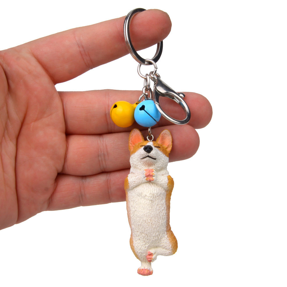 Yoga Dog Independent Corgi Bell Climbing Keychain