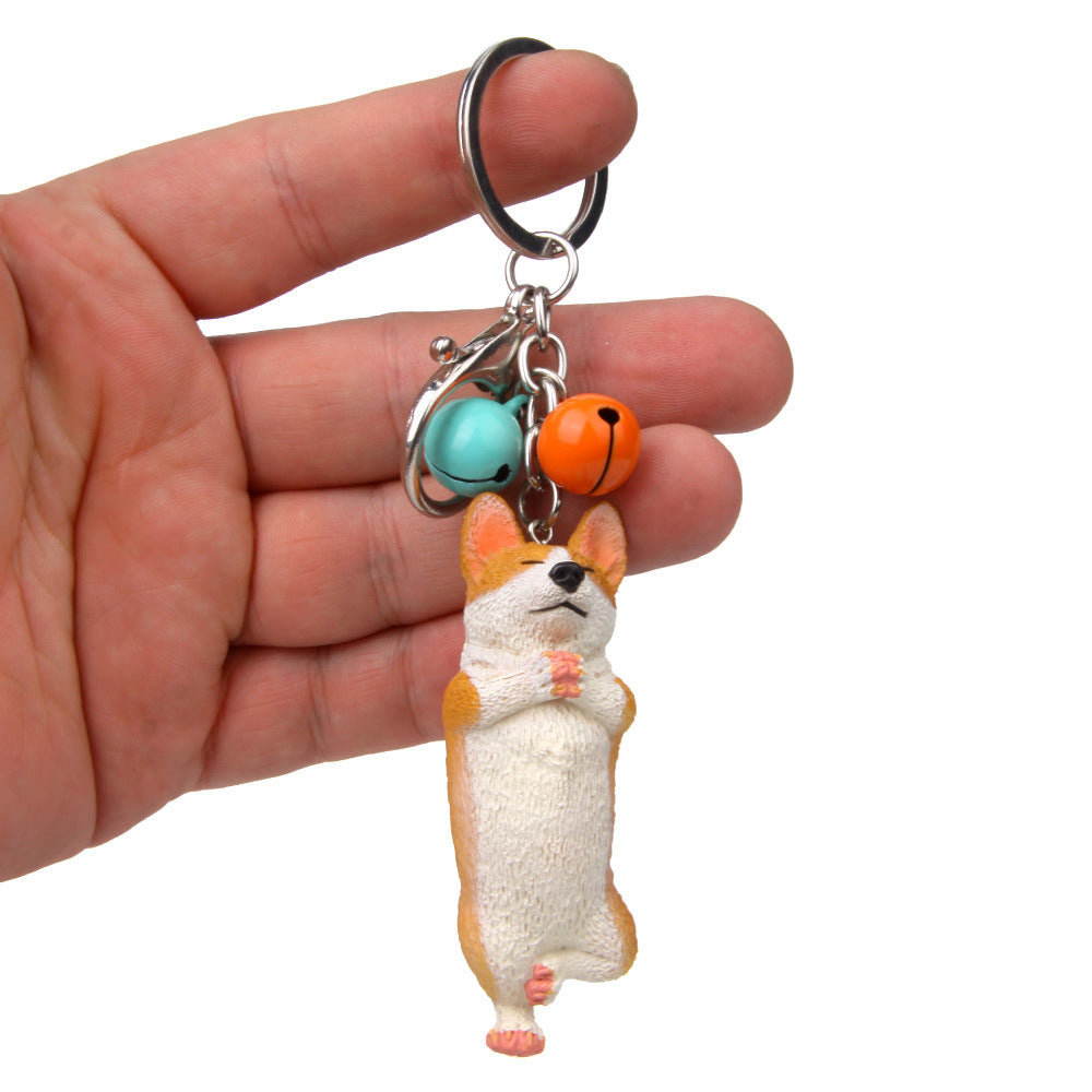 Yoga Dog Independent Corgi Bell Climbing Keychain
