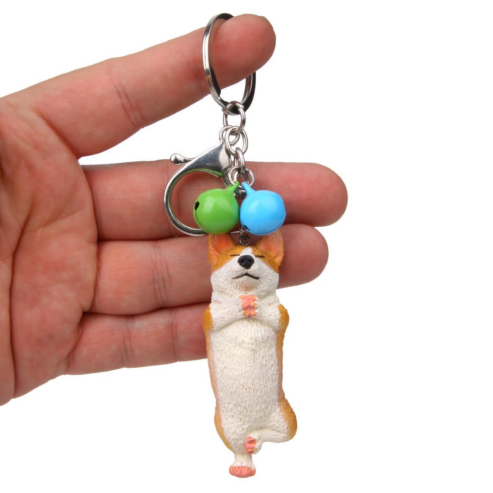 Yoga Dog Independent Corgi Bell Climbing Keychain