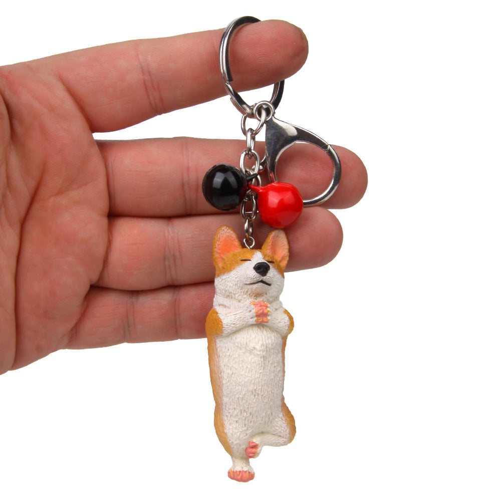 Yoga Dog Independent Corgi Bell Climbing Keychain
