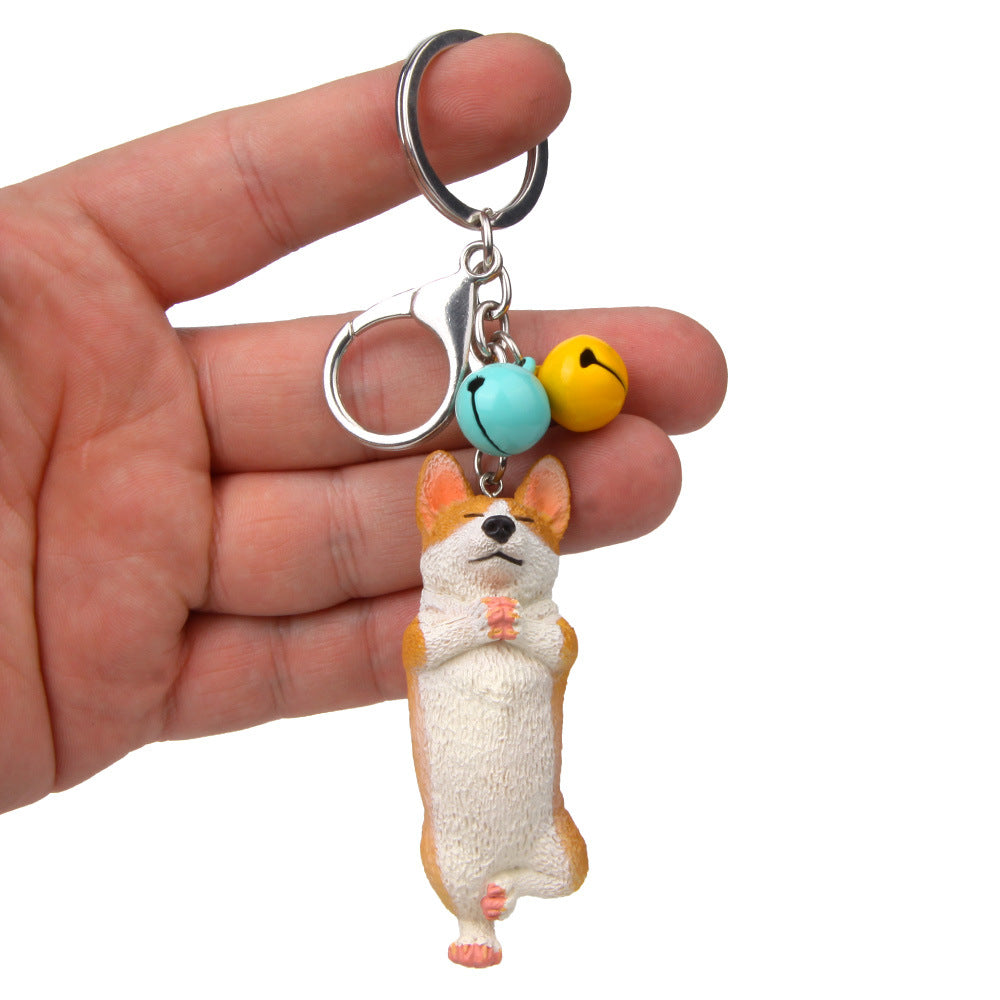 Yoga Dog Independent Corgi Bell Climbing Keychain