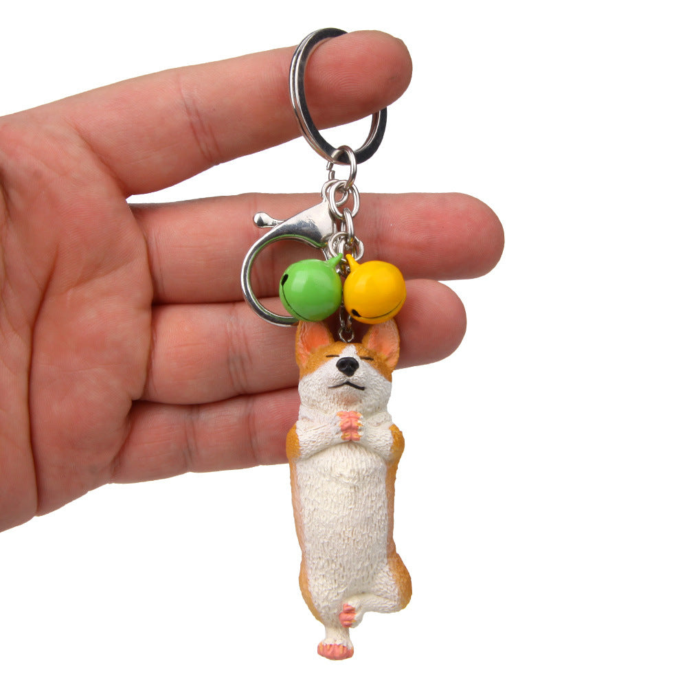 Yoga Dog Independent Corgi Bell Climbing Keychain
