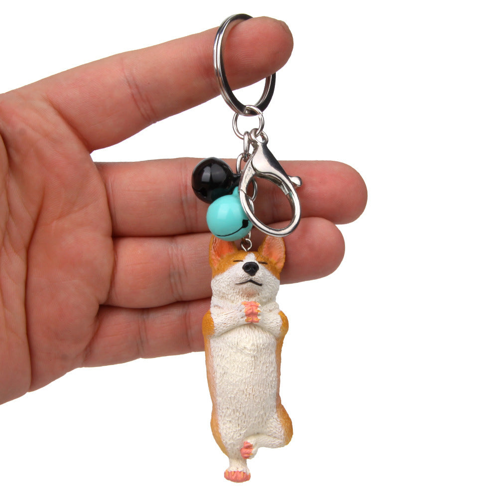 Yoga Dog Independent Corgi Bell Climbing Keychain