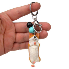Yoga Dog Independent Corgi Bell Climbing Keychain