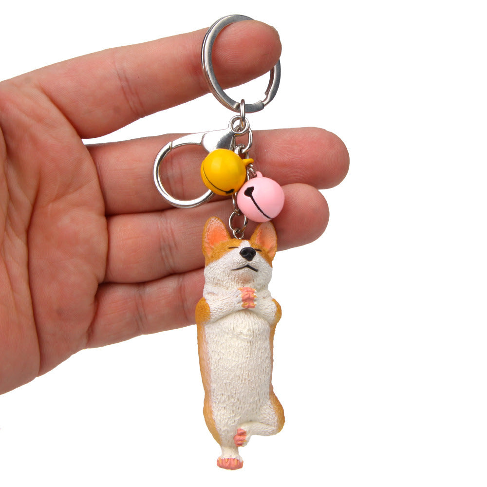 Yoga Dog Independent Corgi Bell Climbing Keychain