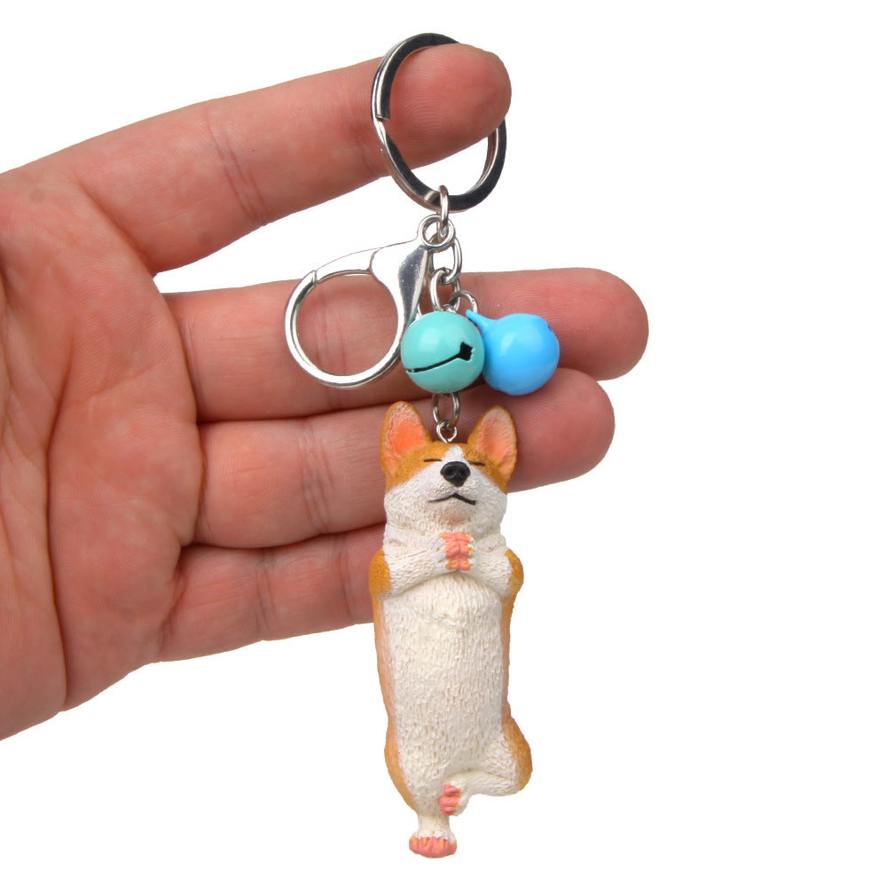 Yoga Dog Independent Corgi Bell Climbing Keychain