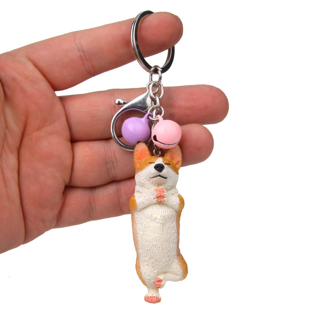 Yoga Dog Independent Corgi Bell Climbing Keychain